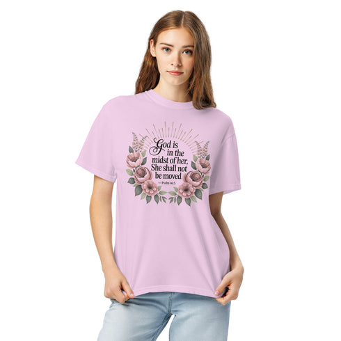 She Shall Not Be Moved Christian Bible Verse T-Shirt